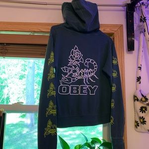 Obey Worldwide Green Scorpion Hoodie, Womens Small